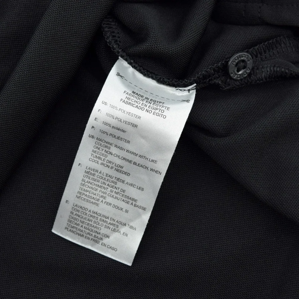 adidas Golf Mens 2XL Black 3-Stripes Shoulder Performance Polo Shirt XXL Top
